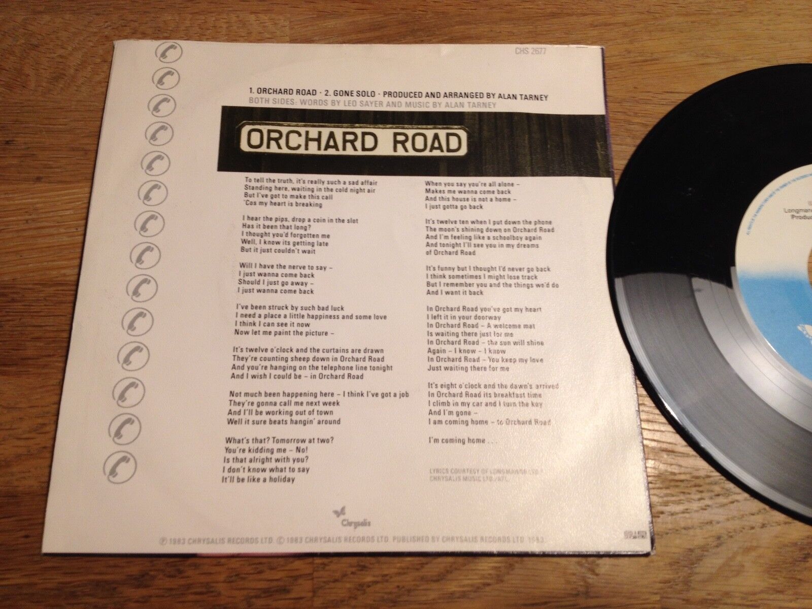 LEO SAYER "ORCHARD ROAD/GONE SOLD" CHRYSALIS Records 1983 NCB PRESSED IN SWEDEN*