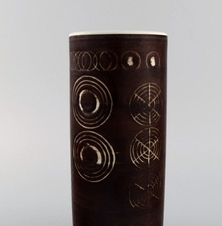 Olle Alberius for Rörstrand Cylindrical Sarek vase in glazed ceramics