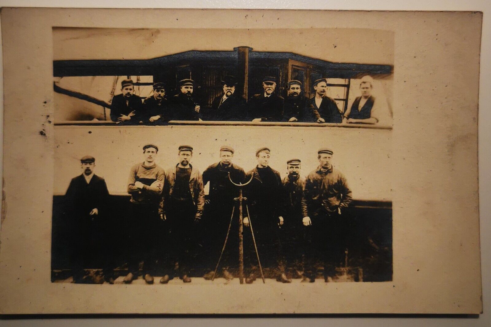 Vintage photo postcard: Group of sailors on board ship c 1920  pok261