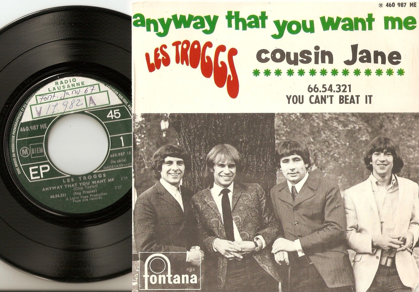 LES TROGGS THE TROGGS ANYWAY THAT YOU WANT ME EP FRENCH 45+PS 1966 FREAKBEAT MOD