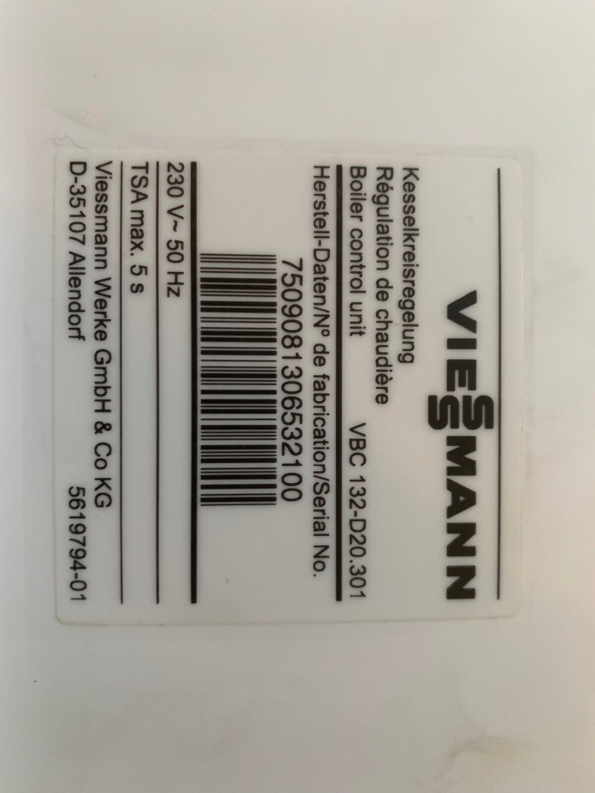 Viessmann Boiler control unit VBC 132-D20301