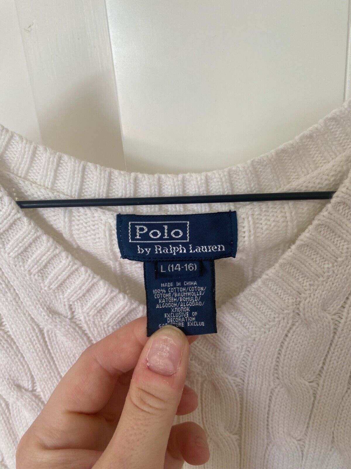 Polo by Ralph Lauren white cotton top kids size L (14-16)