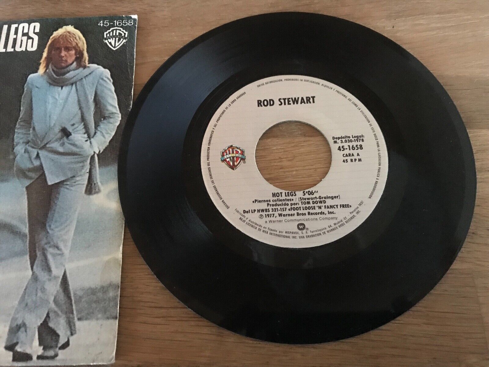 ROD STEWART "HOT LEGS/I WAS ONLY JOKING" 1977 WARNER BROS HISPA VOX SPANISH 7"*