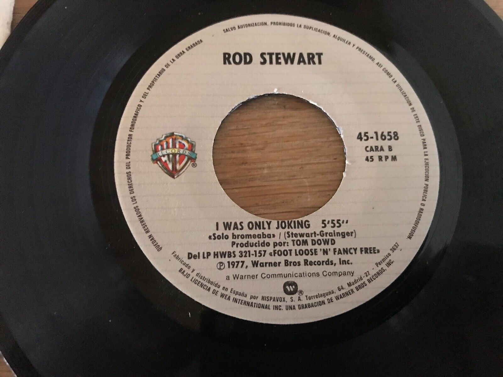 ROD STEWART "HOT LEGS/I WAS ONLY JOKING" 1977 WARNER BROS HISPA VOX SPANISH 7"*