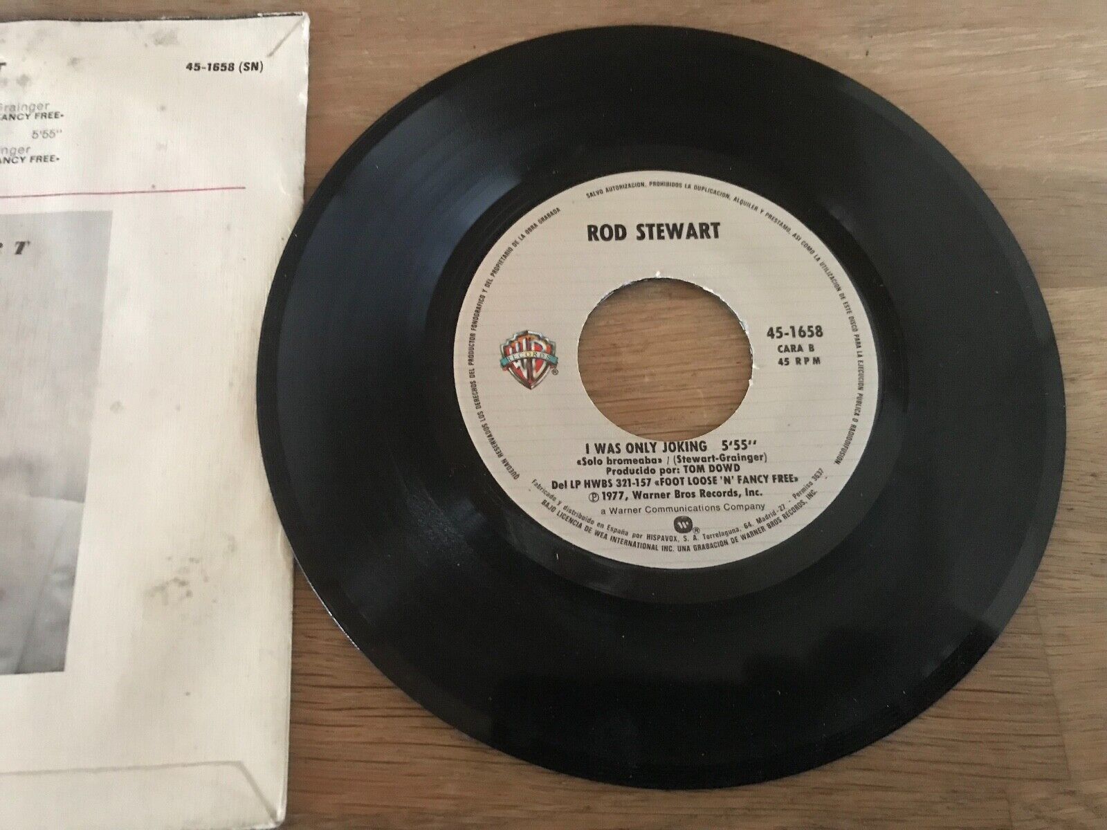 ROD STEWART "HOT LEGS/I WAS ONLY JOKING" 1977 WARNER BROS HISPA VOX SPANISH 7"*