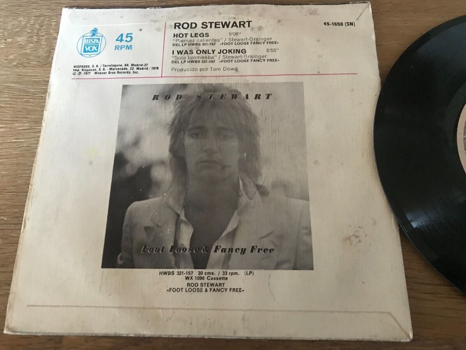 ROD STEWART "HOT LEGS/I WAS ONLY JOKING" 1977 WARNER BROS HISPA VOX SPANISH 7"*