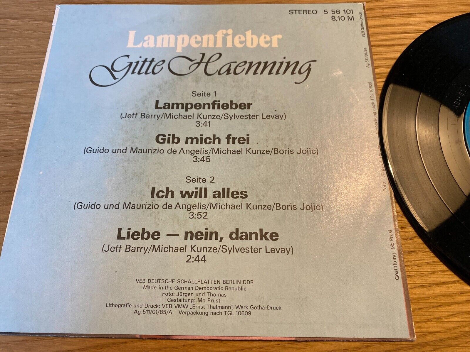 GITTE HAENNING "LAMPENFIEBER/GIB MICH FREI/ICH WILL ALLES" AMIGA EAST GERMAN 7"