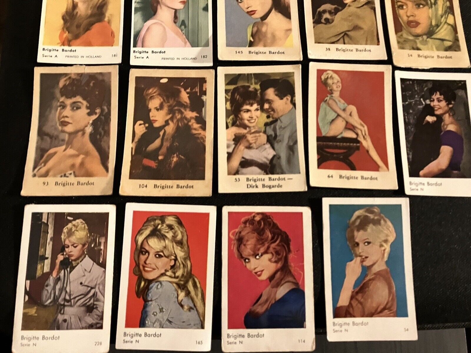 14 VINTAGE CARDS OF BRIGITTE BARDOT DUTCH GUM FRENCH ACTOR 🇫🇷