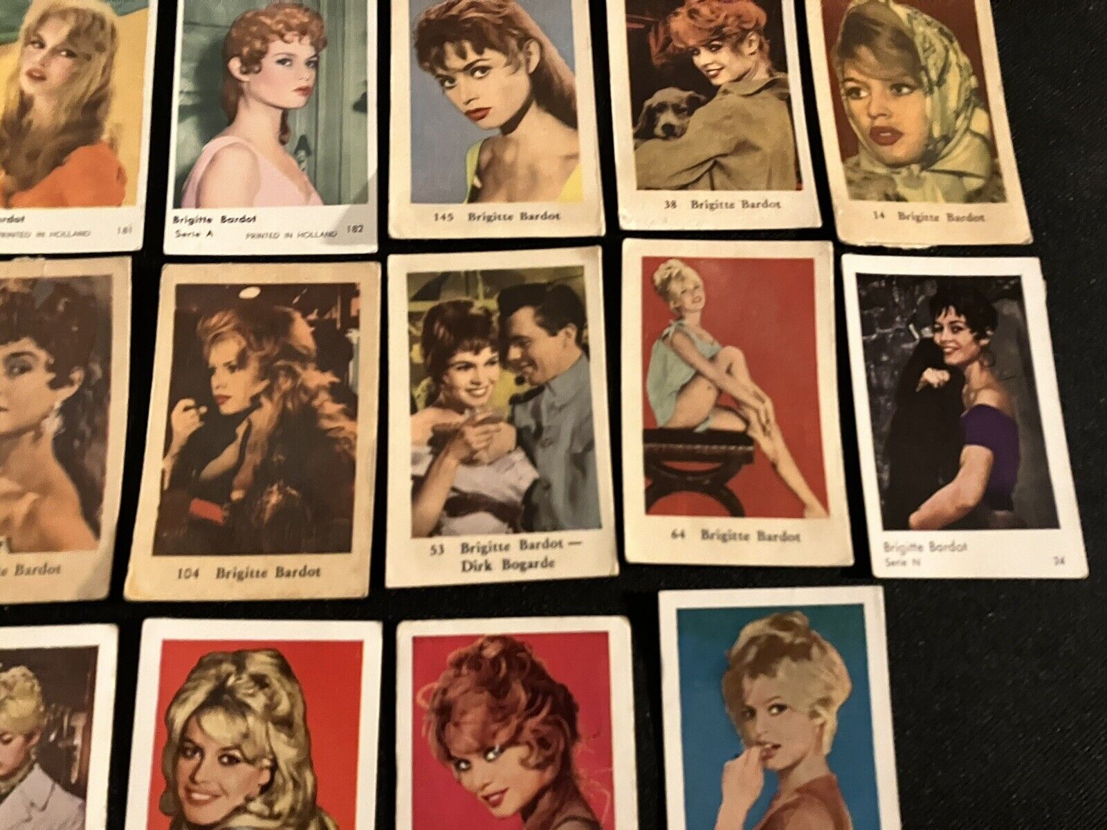 14 VINTAGE CARDS OF BRIGITTE BARDOT DUTCH GUM FRENCH ACTOR 🇫🇷