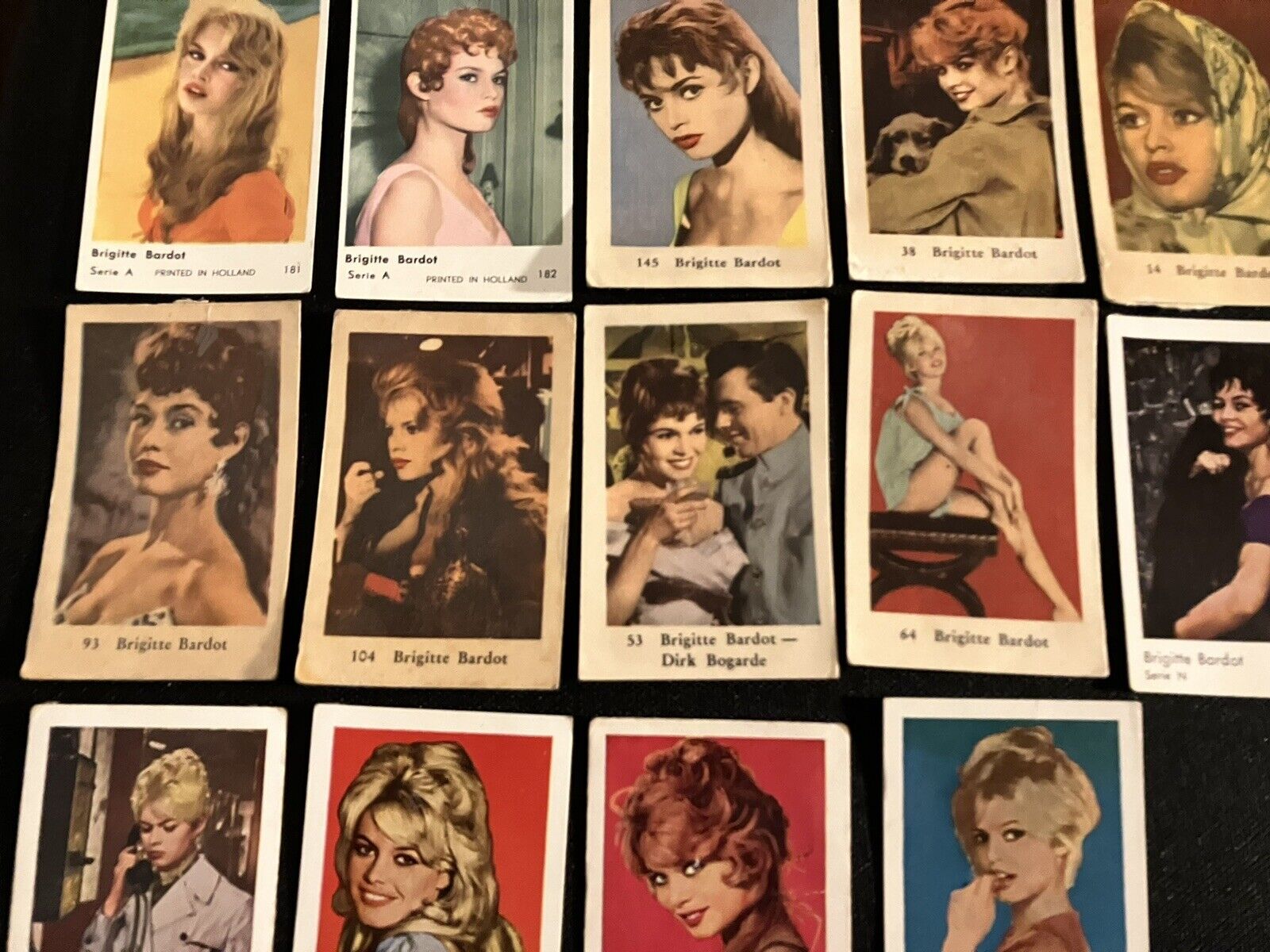 14 VINTAGE CARDS OF BRIGITTE BARDOT DUTCH GUM FRENCH ACTOR 🇫🇷