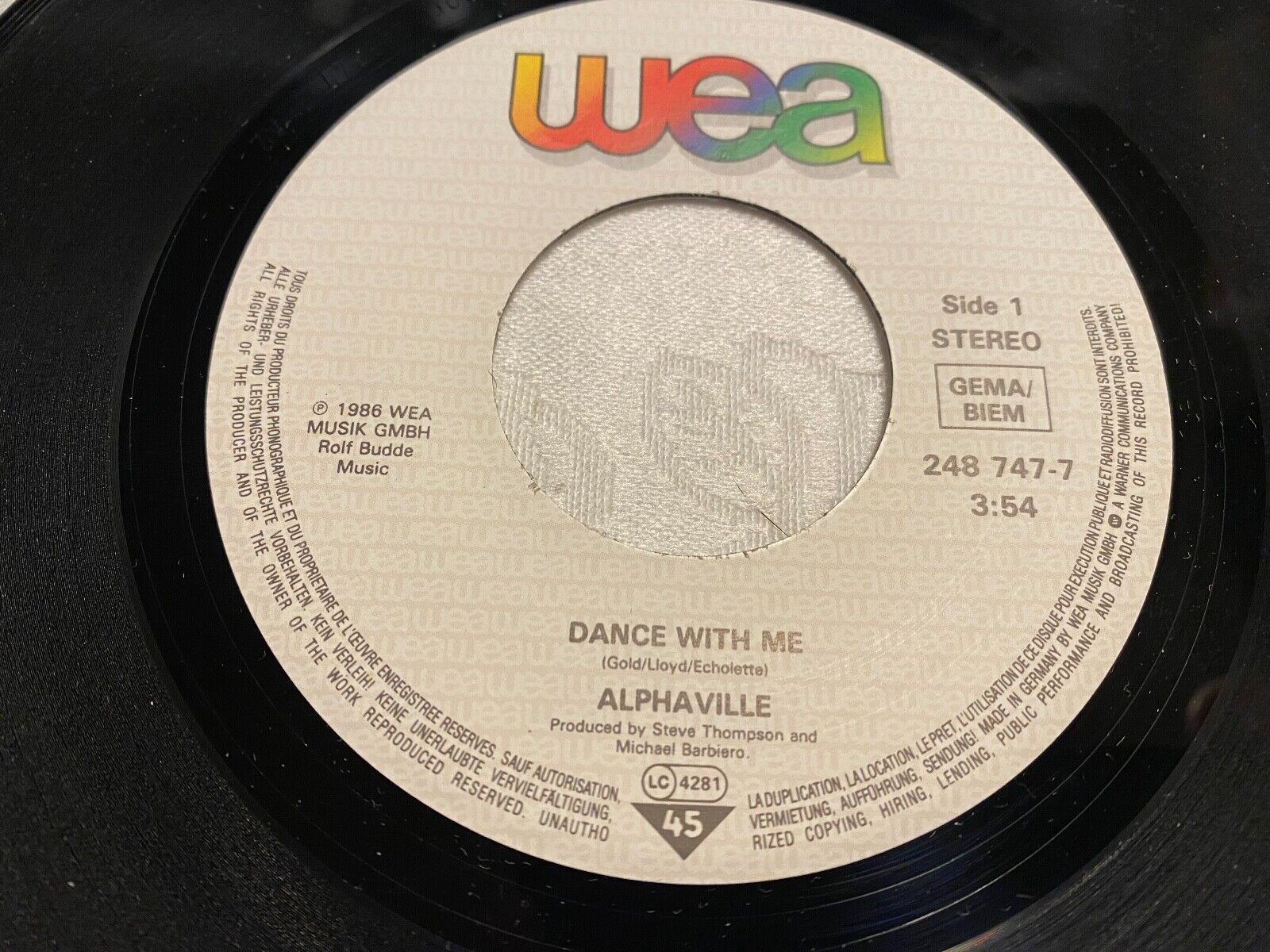 ALPHAVILLE "DANCE WITH ME" 1986 WEA RECORDS 1 PRESSING WEST GERMANY RARE OOP 7"