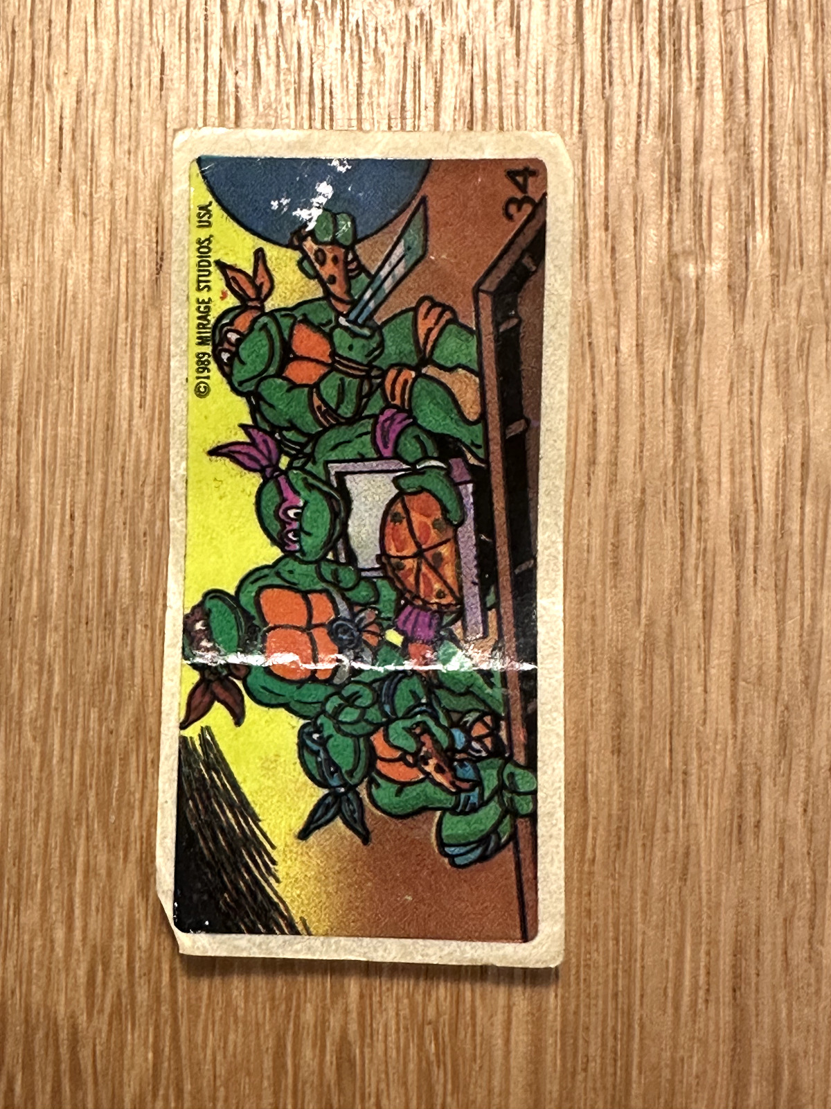 TEENAGE MUTANT NINJA TURTLES 1989 Mirage Studios BUBBLE GUM Sticker No 34