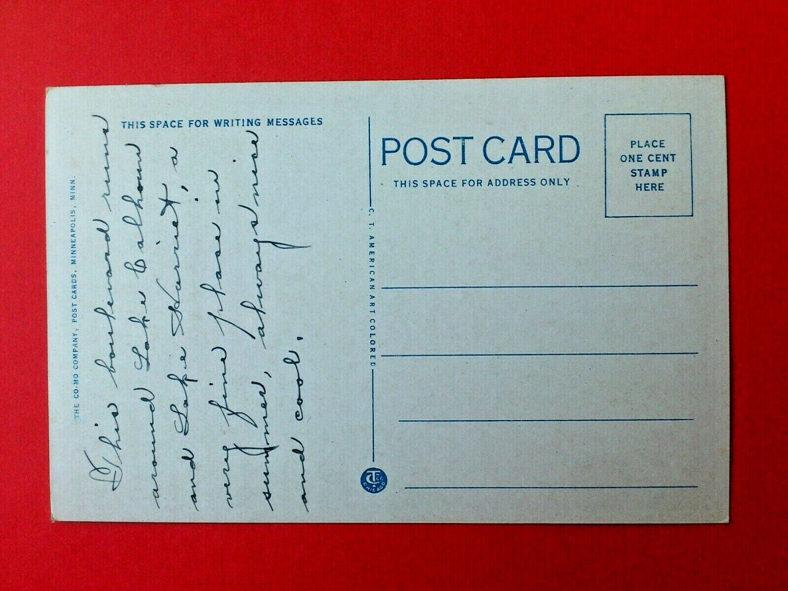 USA Vintage PostcardLake Calhoun BoulevardMinneapolisMinnesota