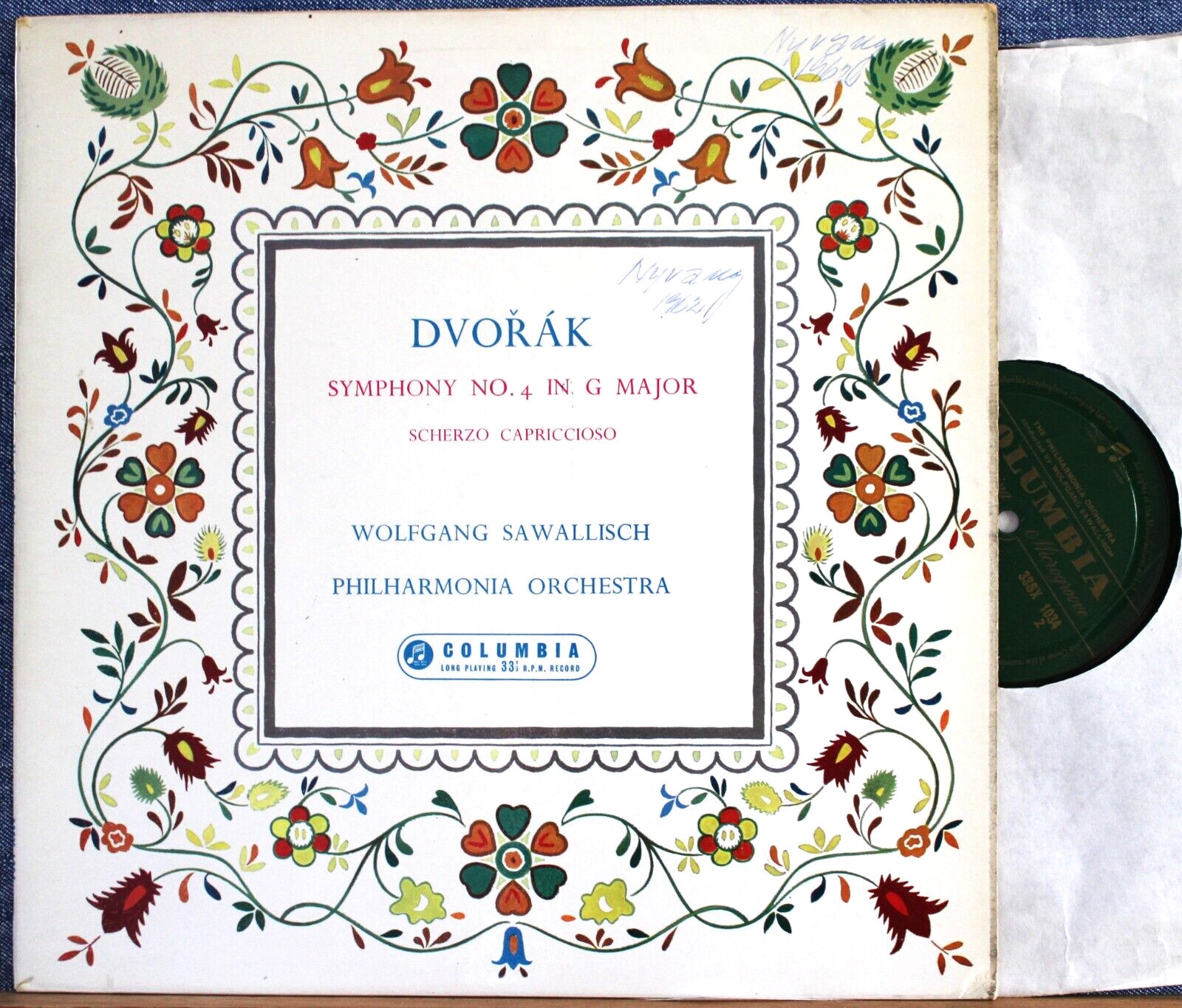 Sawallisch Dvorak (Symphony 4; Scherzo Capriccioso) Col 33SX 1034 NM