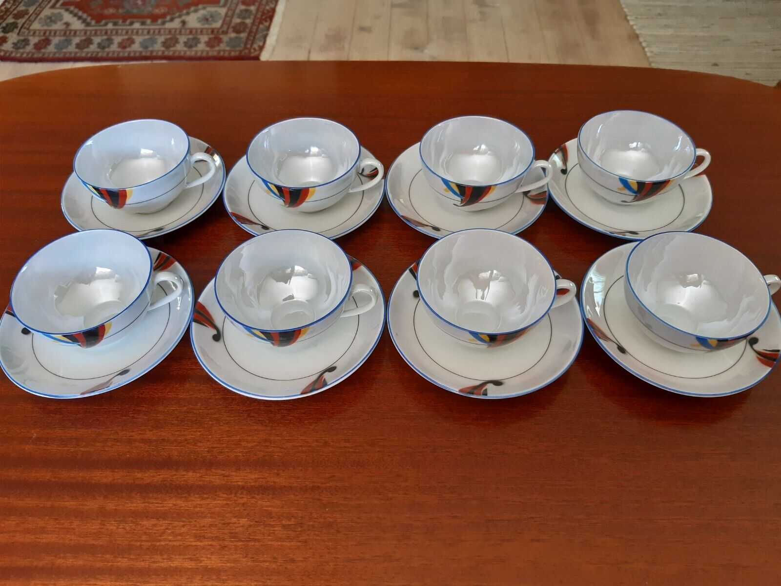 Set of 8 Art Deco Victoria China Czechoslovakia porcelain tea or coffee cup