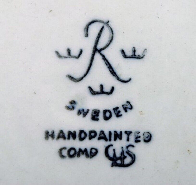 Carl-Harry Stålhane for Rörstrand Hand painted bowl in glazed stoneware