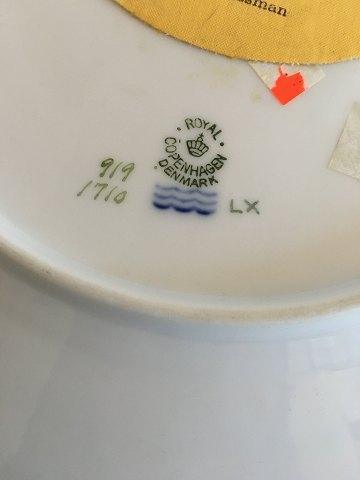 Royal Copenhagen Green Fish Dinner Plate No 919/1710 with Nephrops Norvegicus