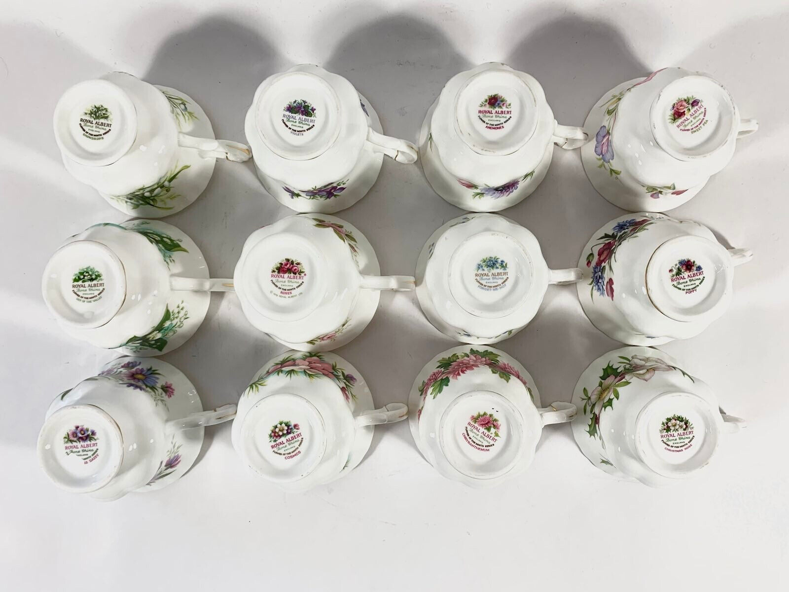 24x Royal Albert Flowers Of The Month Coffee Cup  Saucer With Plates Full Set