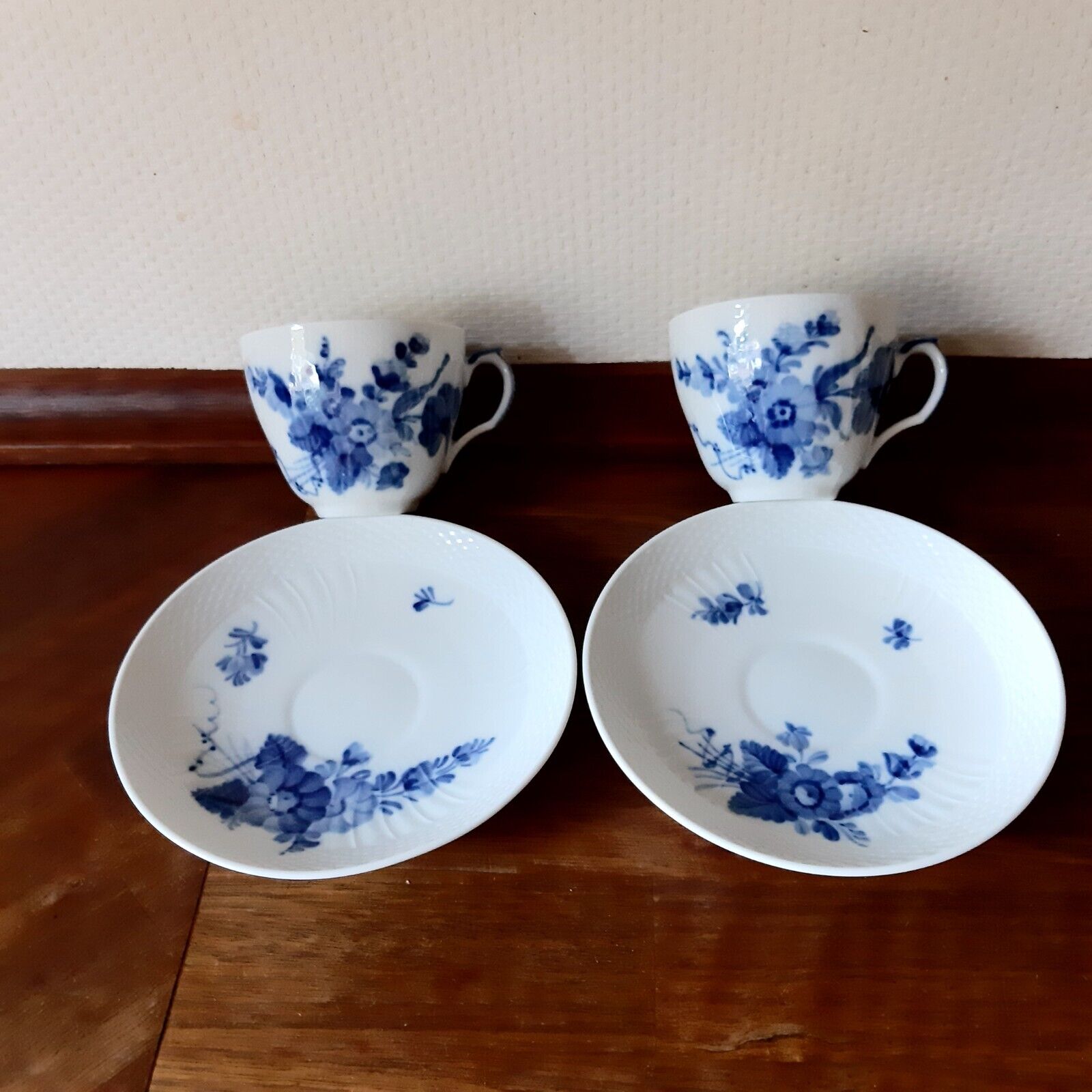 2 x COFFEE SETS BLUE FLOWER CURVED # 10- 1870 Royal Copenhagen 1969-74 Fact 1st