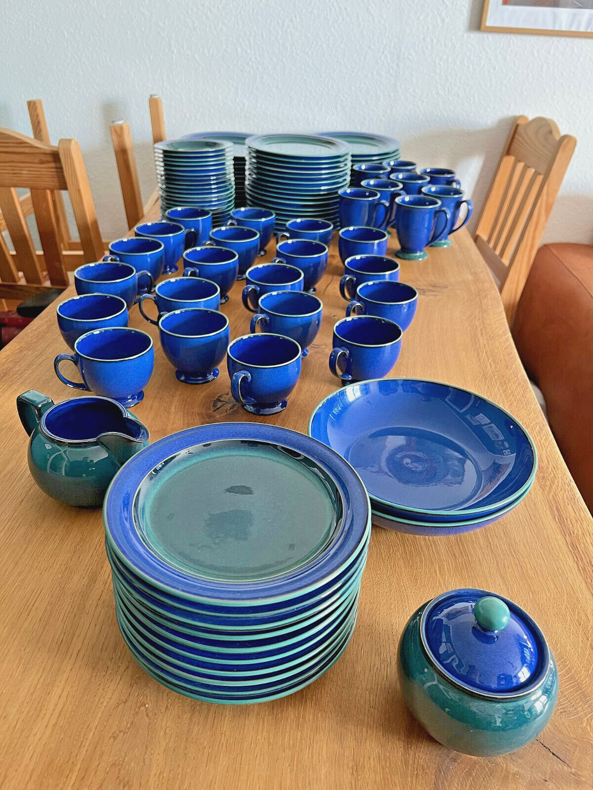 Denby Metz Blue/Green Mugs And Plates