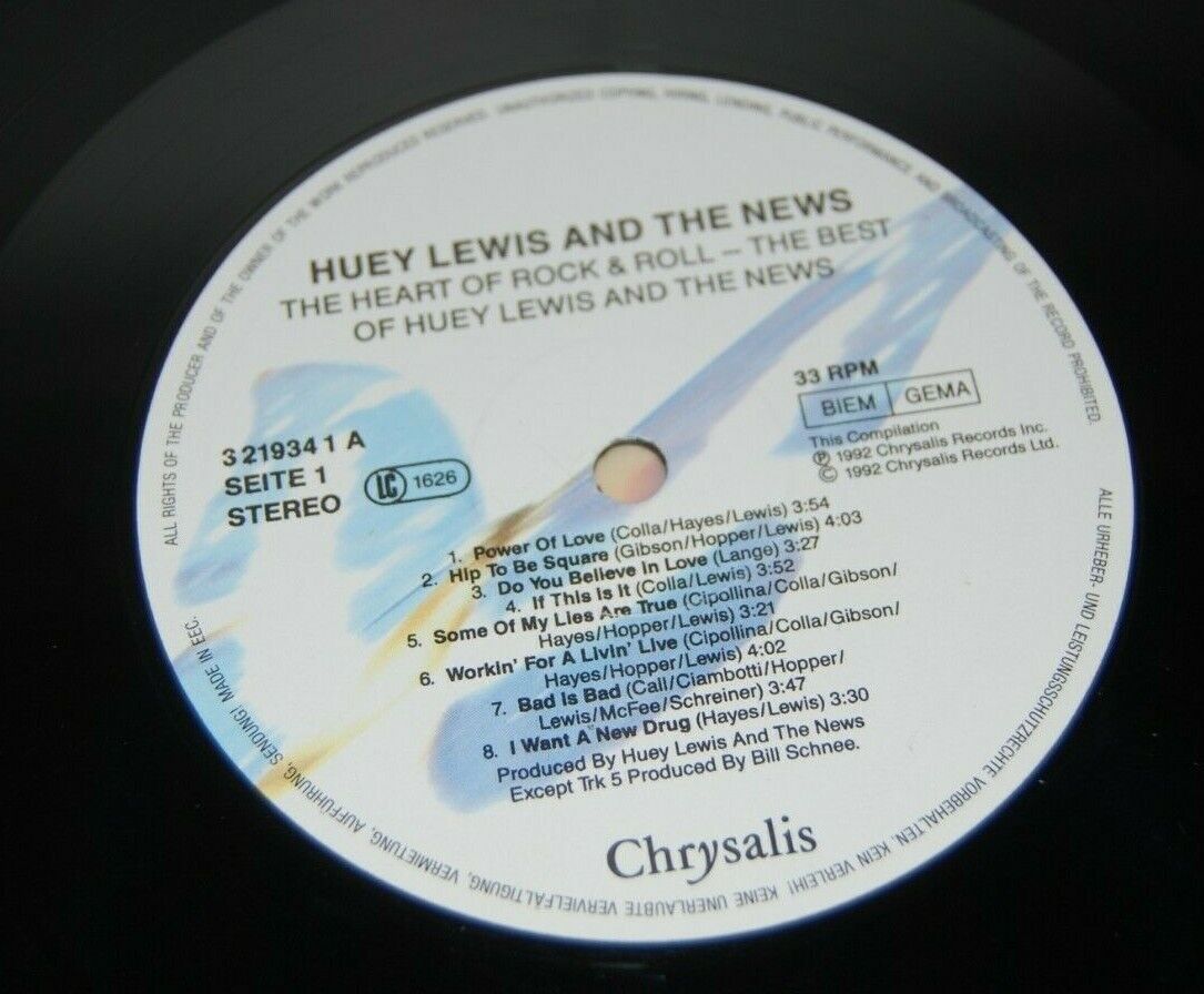 HUEY LEWIS AND THE NEWS The Best Of LP Vinyl RARE 1992