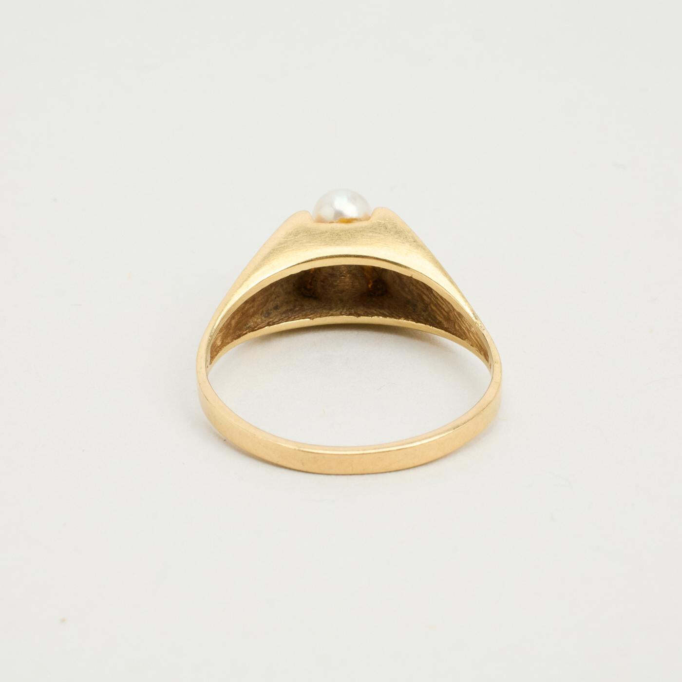 Ring with and pearl in 14K Gold size 6½ | Real Genuine Gold | Quality