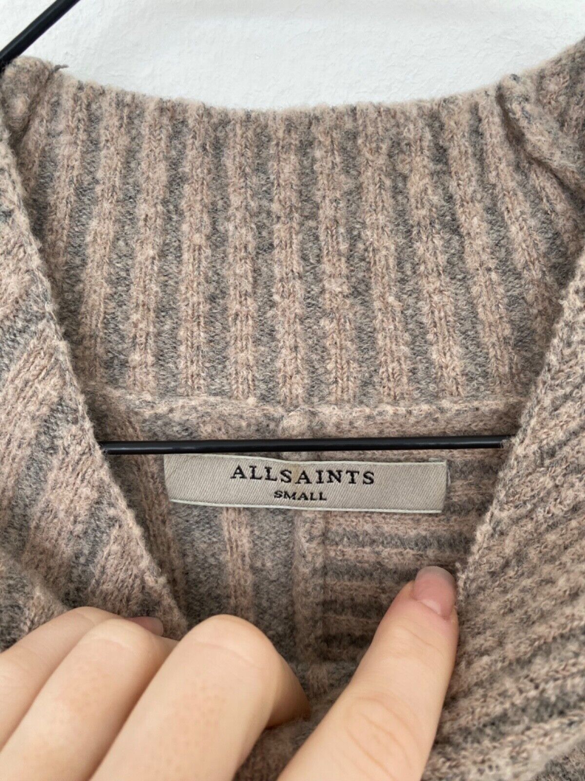 Allsaints Terra Jumper Nude Pink Small S Elbow Holes High Neck Women