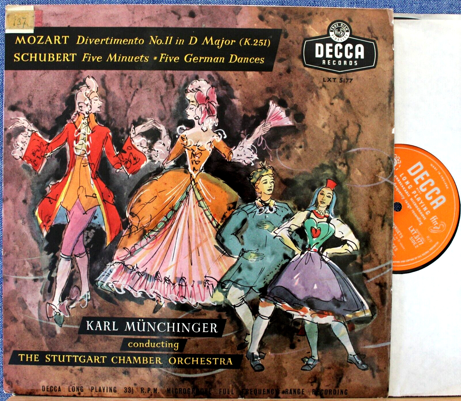 Münchinger Mozart (Divertimento)+Schubert (Minuets; Dances) Decca LXT 5177 NM