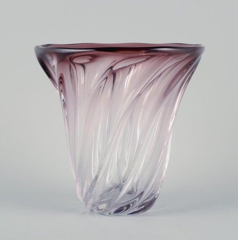 Val St Lambert Belgium Art Deco art glass vase in violet tones 1930/40s
