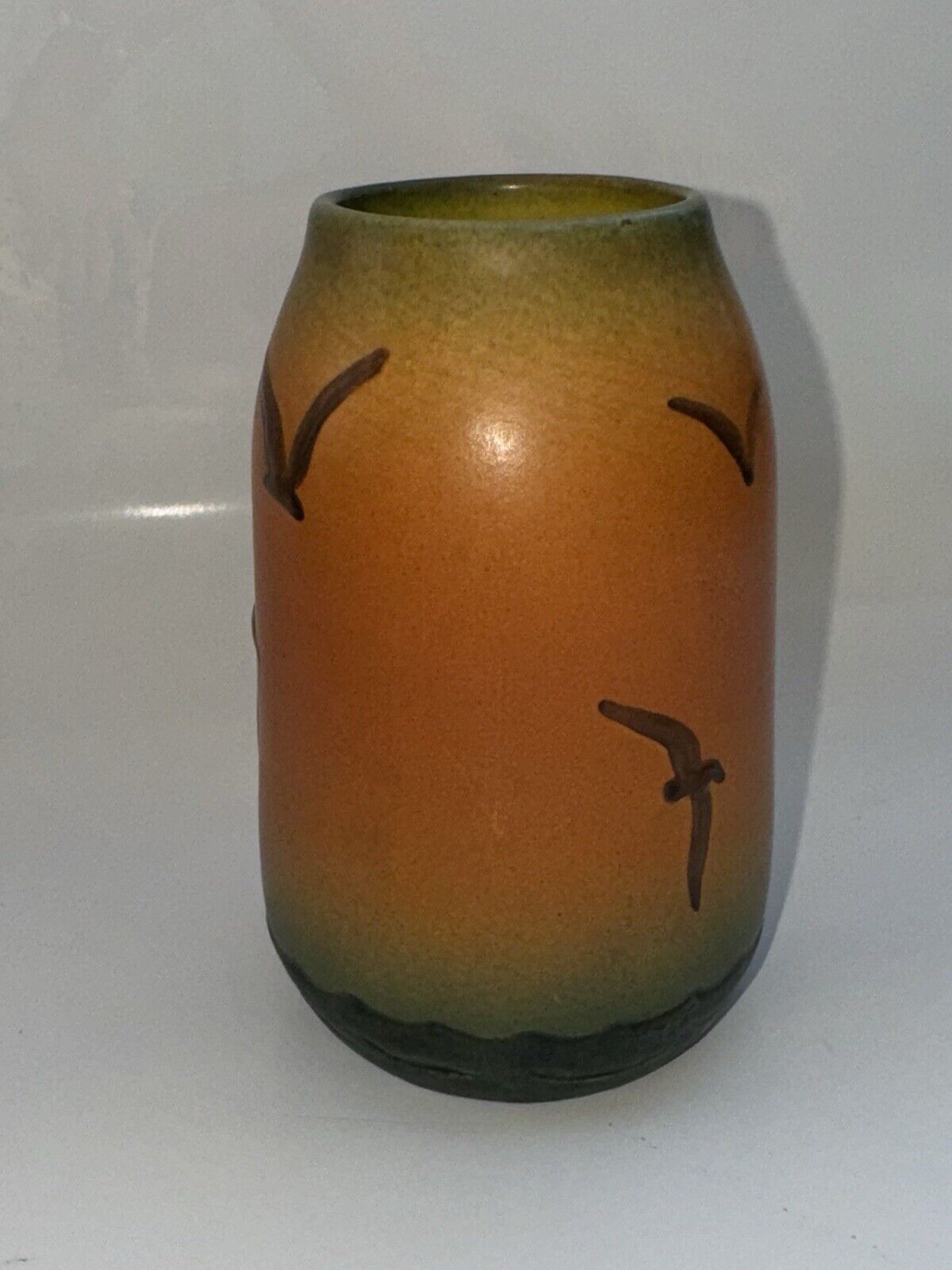 Vintage Pottery Vase From P Ipsen Denmark With Seagull Decoration 1930s