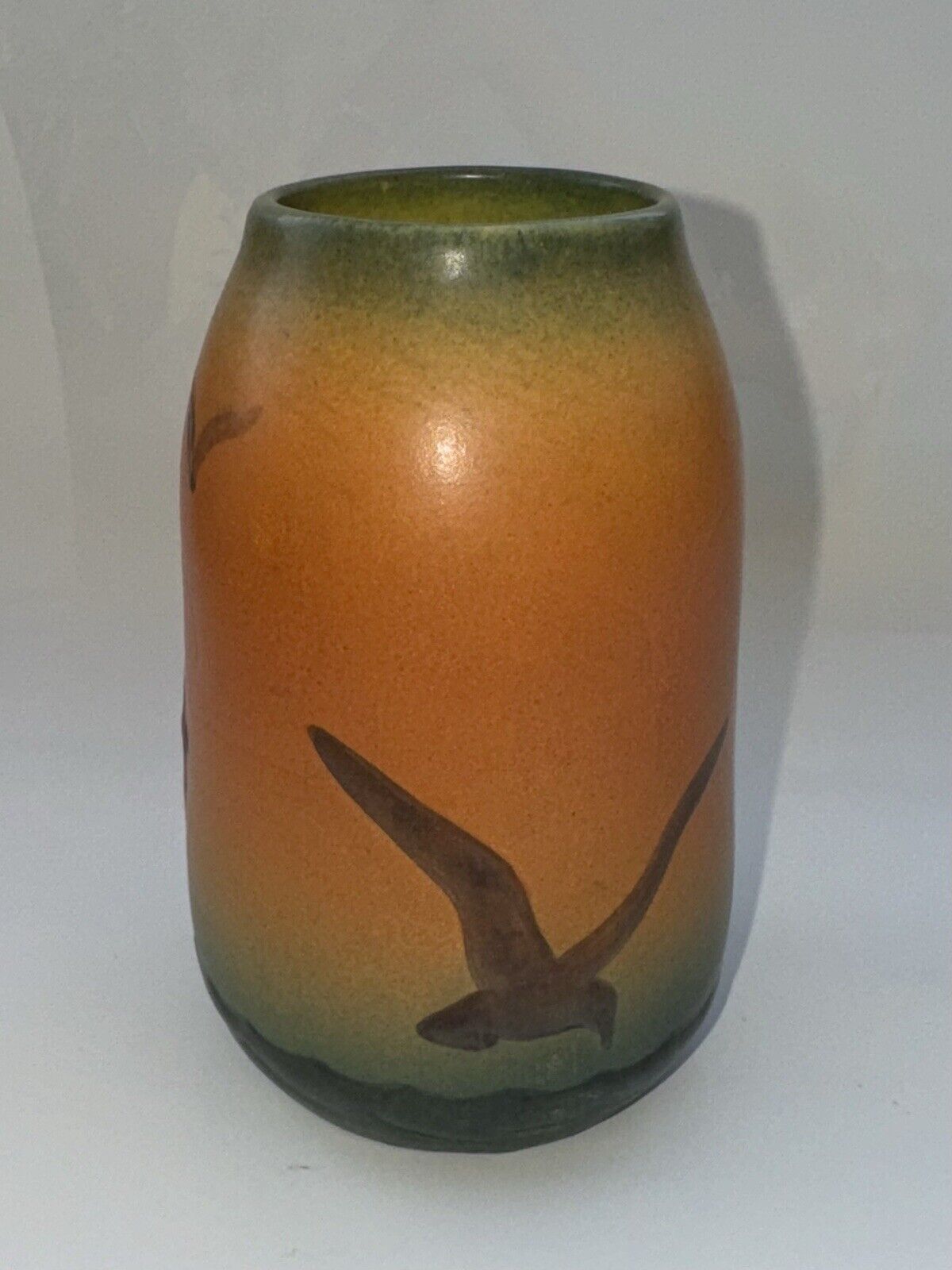 Vintage Pottery Vase From P Ipsen Denmark With Seagull Decoration 1930s