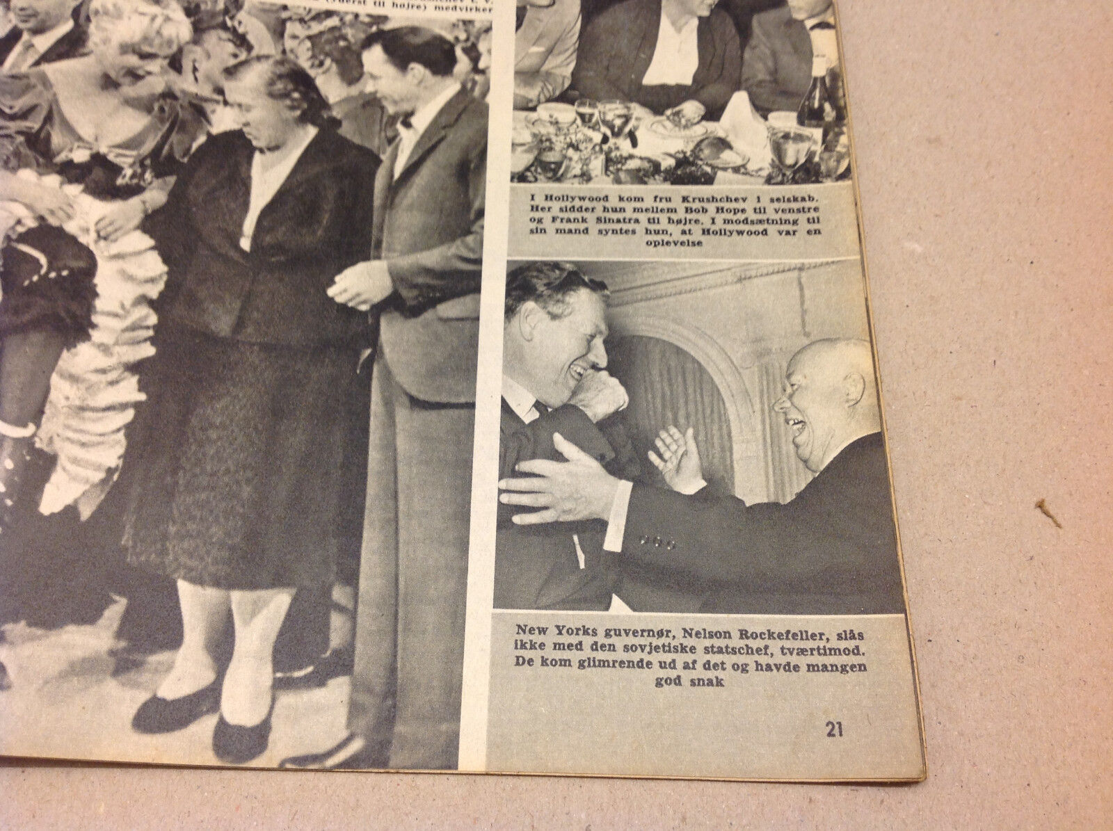 PRESIDENT EISENHOWER AND SOVIET NIKITA KRUSCHEV AND WIFE ON Danish Magazine 1959