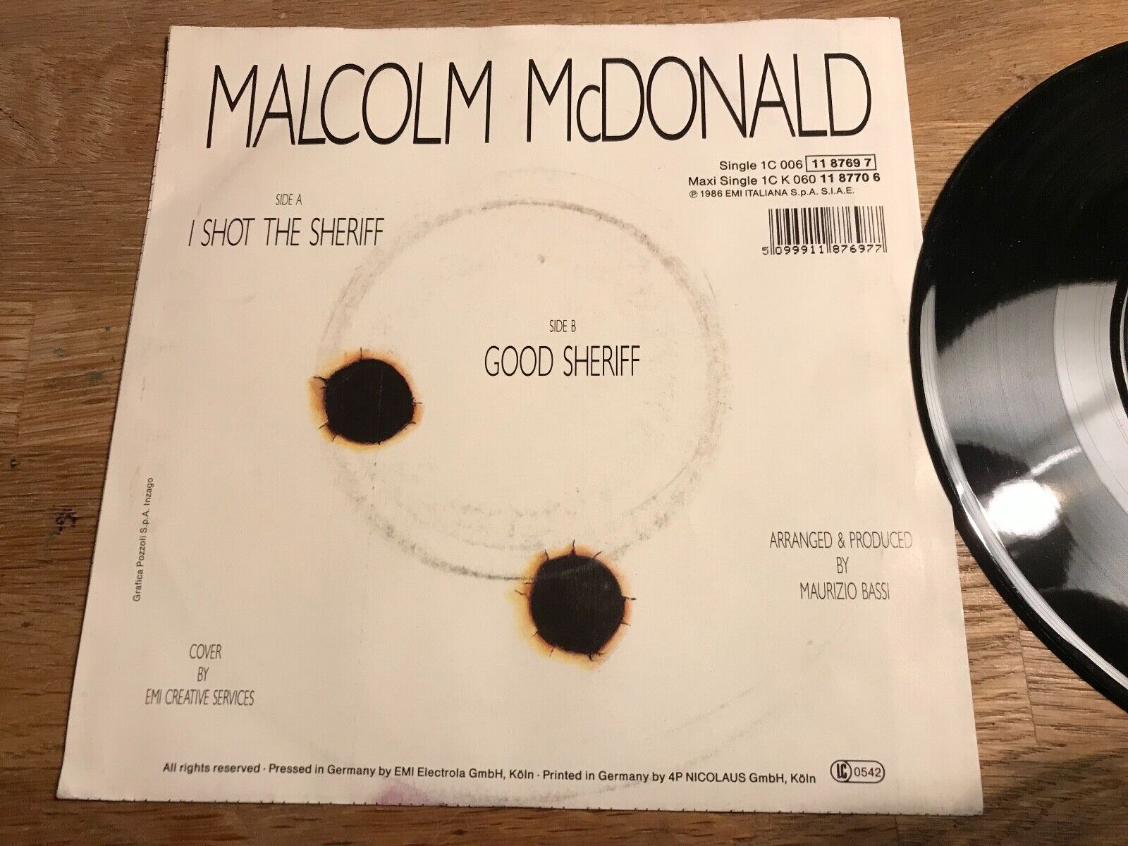 MALCOLM MCDONALD "I SHOT THE SHERIFF" BOB MARLEY COVER VERSION 1986 EMI GERMANY*