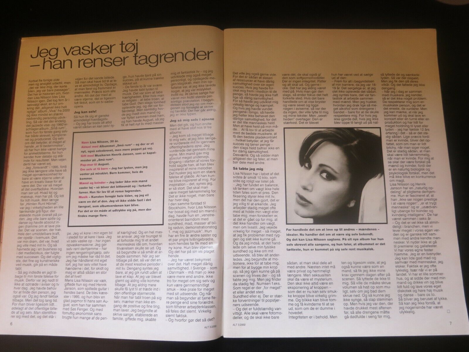 2002 Danish Magazine LISA NILSSON Alt for Damerne  N64