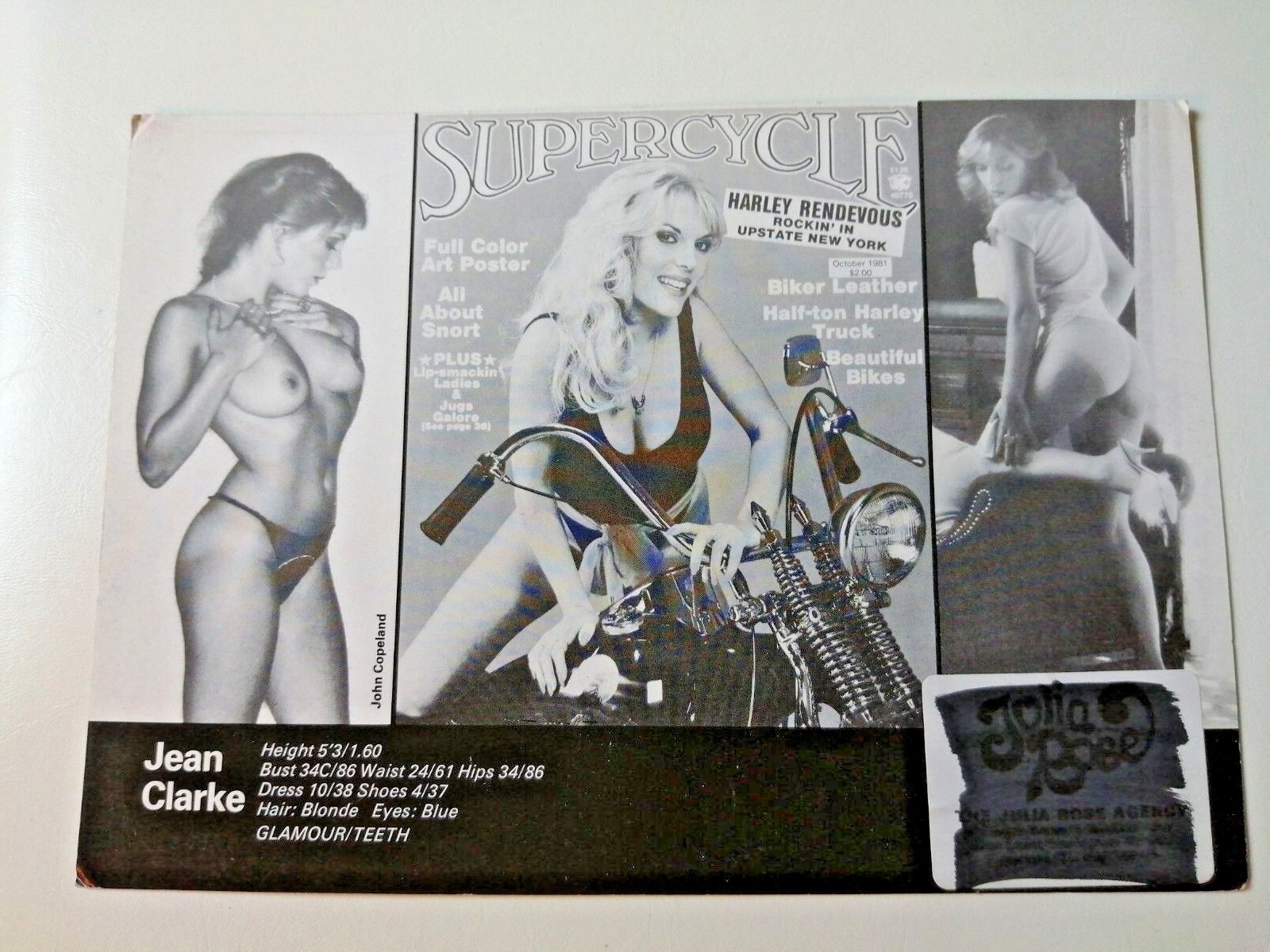 Vintage  English  model comp card from 1970s/1980sJean Clarke