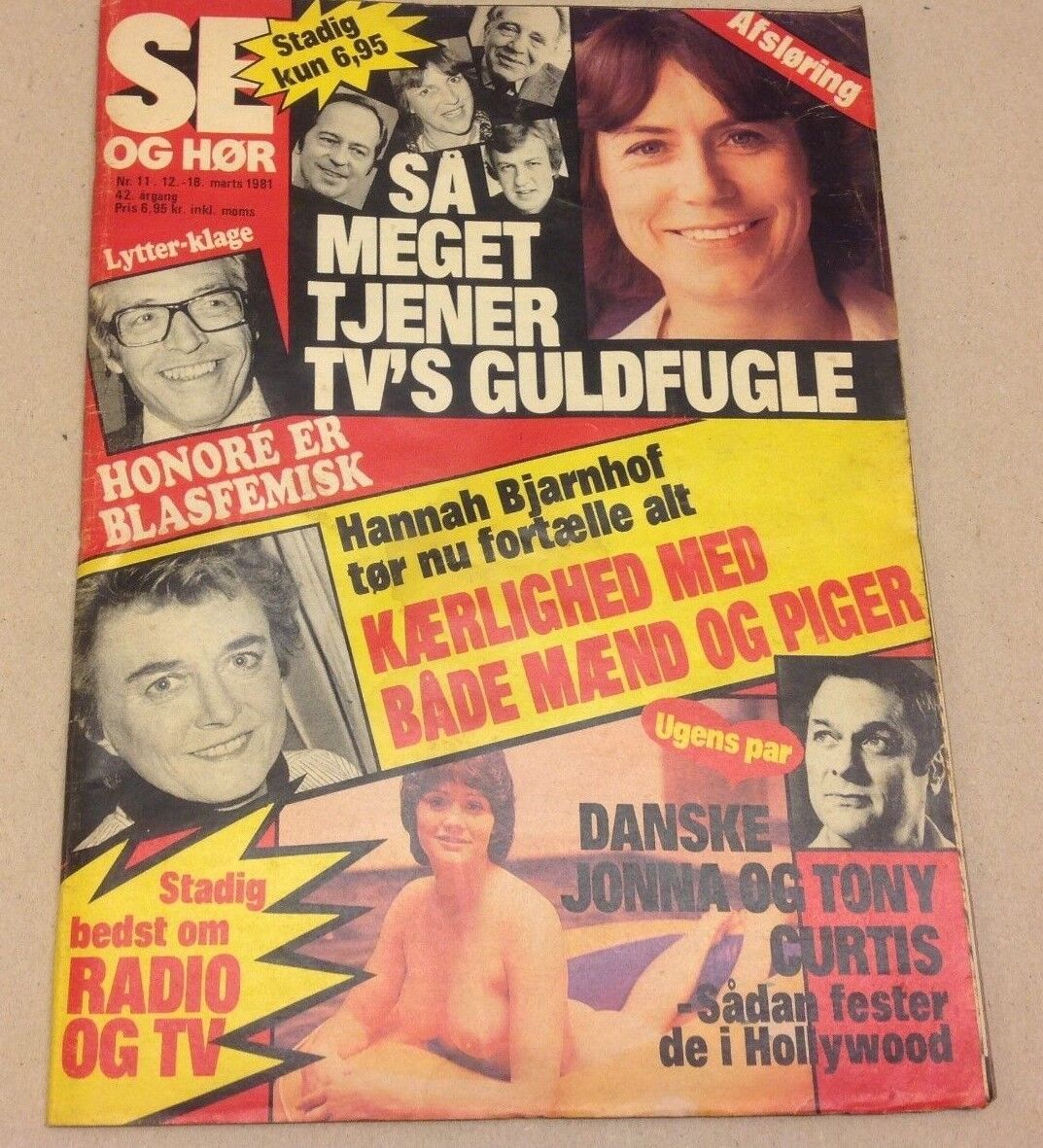 Tony Curtis and Lover Jonna Denmark Nude Vtg Danish Magazine 1981 "Se og Hoer"