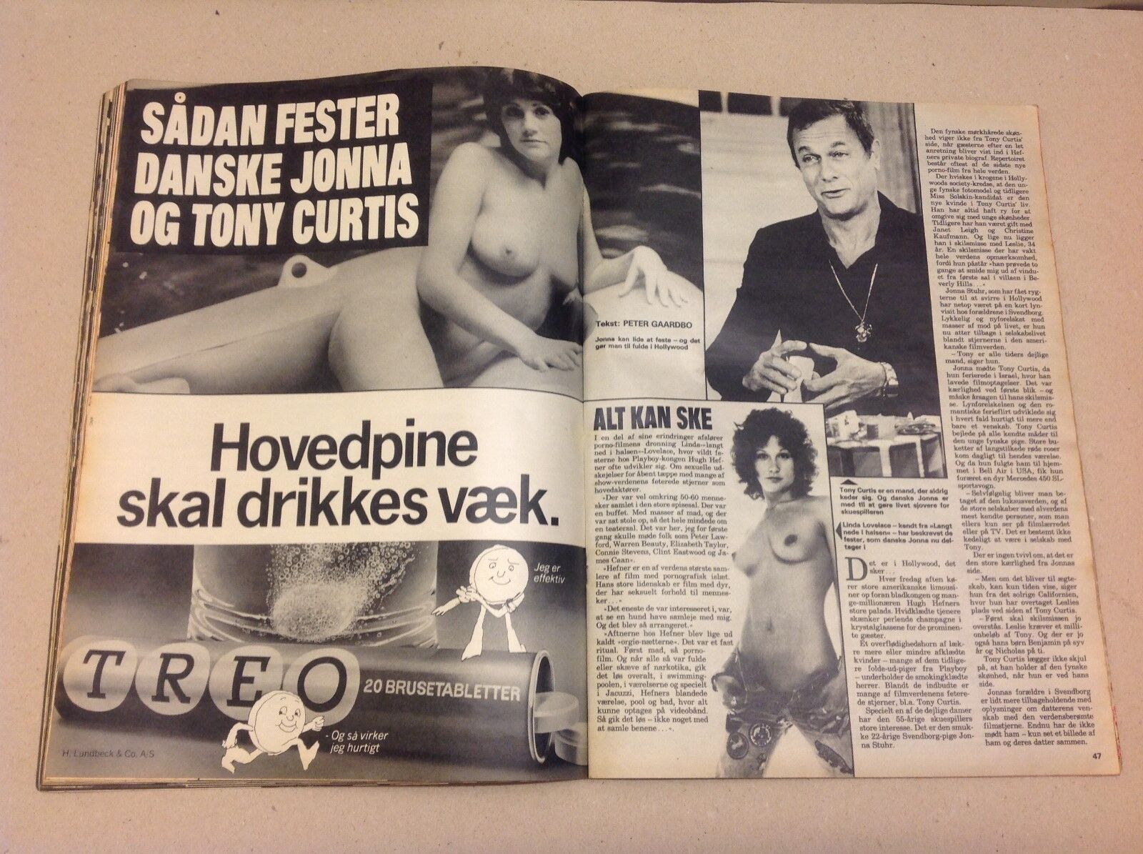 Tony Curtis and Lover Jonna Denmark Nude Vtg Danish Magazine 1981 "Se og Hoer"