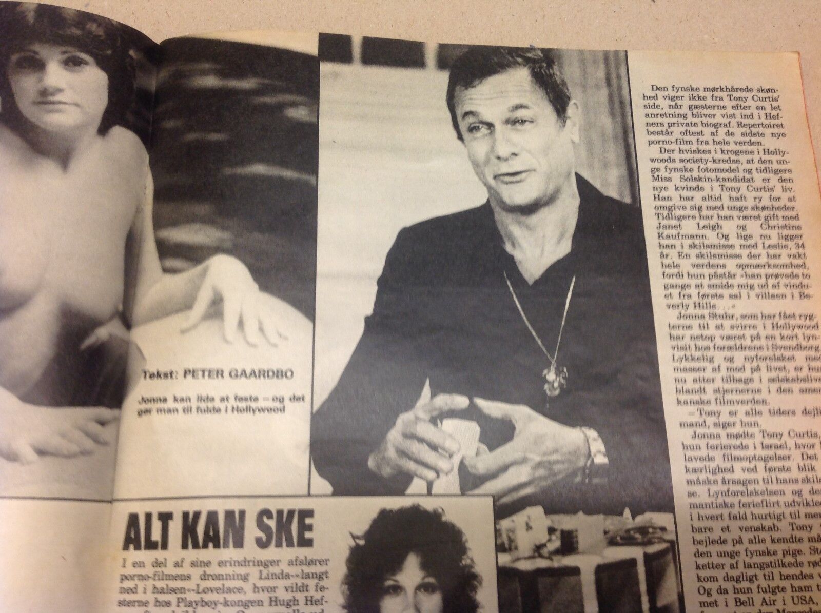 Tony Curtis and Lover Jonna Denmark Nude Vtg Danish Magazine 1981 "Se og Hoer"