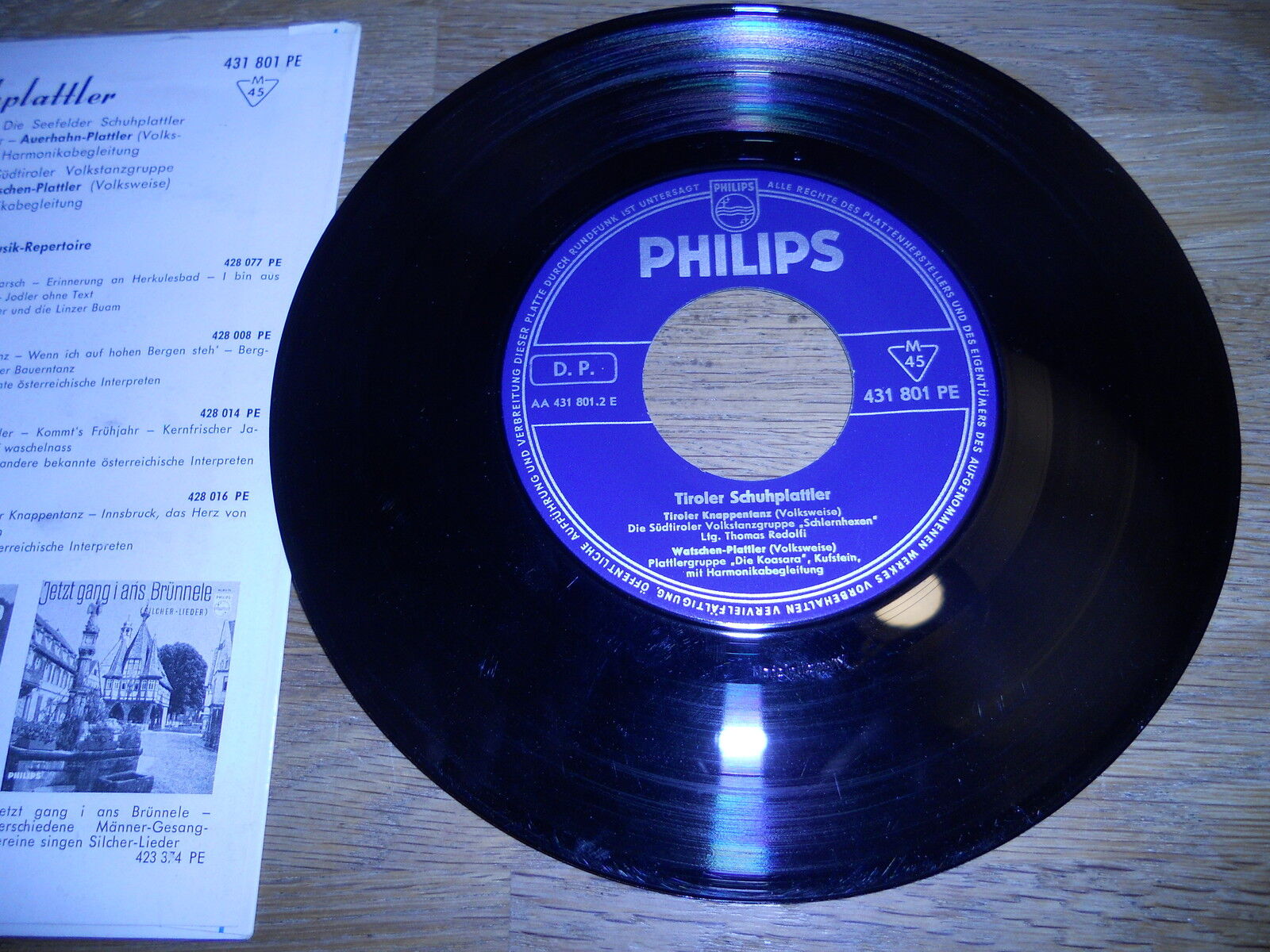 TIROLER SCHUHPLATTLER GERMAN PRESSED EP PHILIPS RECORDS 4 SONGS M45 431 801 PE