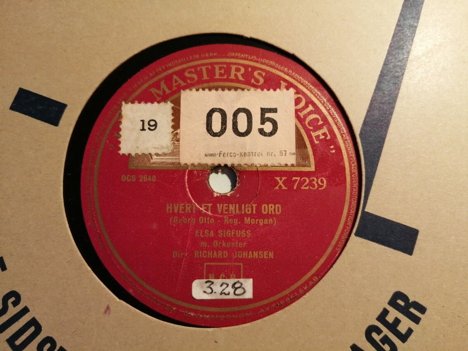 78 RPM  shellac ELSA SIGFUSS :Hvert et venligt Ord /Mariandl HMV X 7239 Denmar