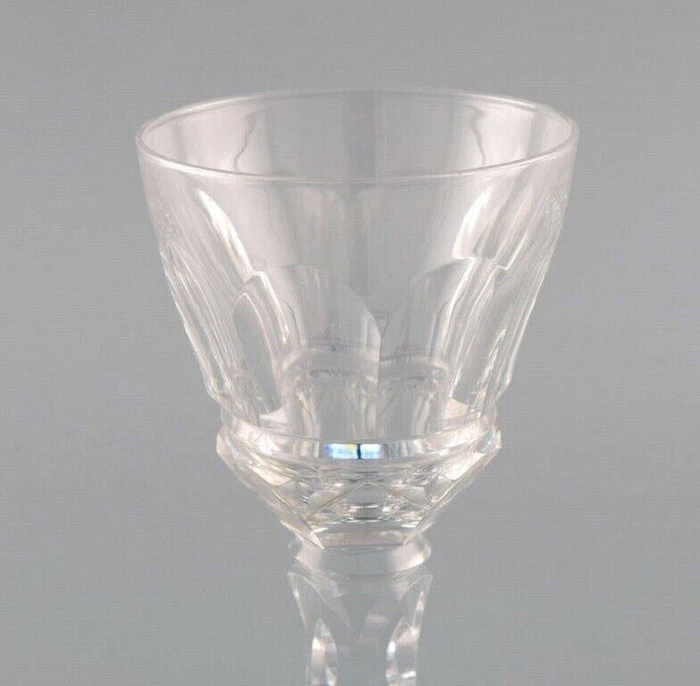 Baccarat France Three Art Deco white wine glasses in clear crystal glass