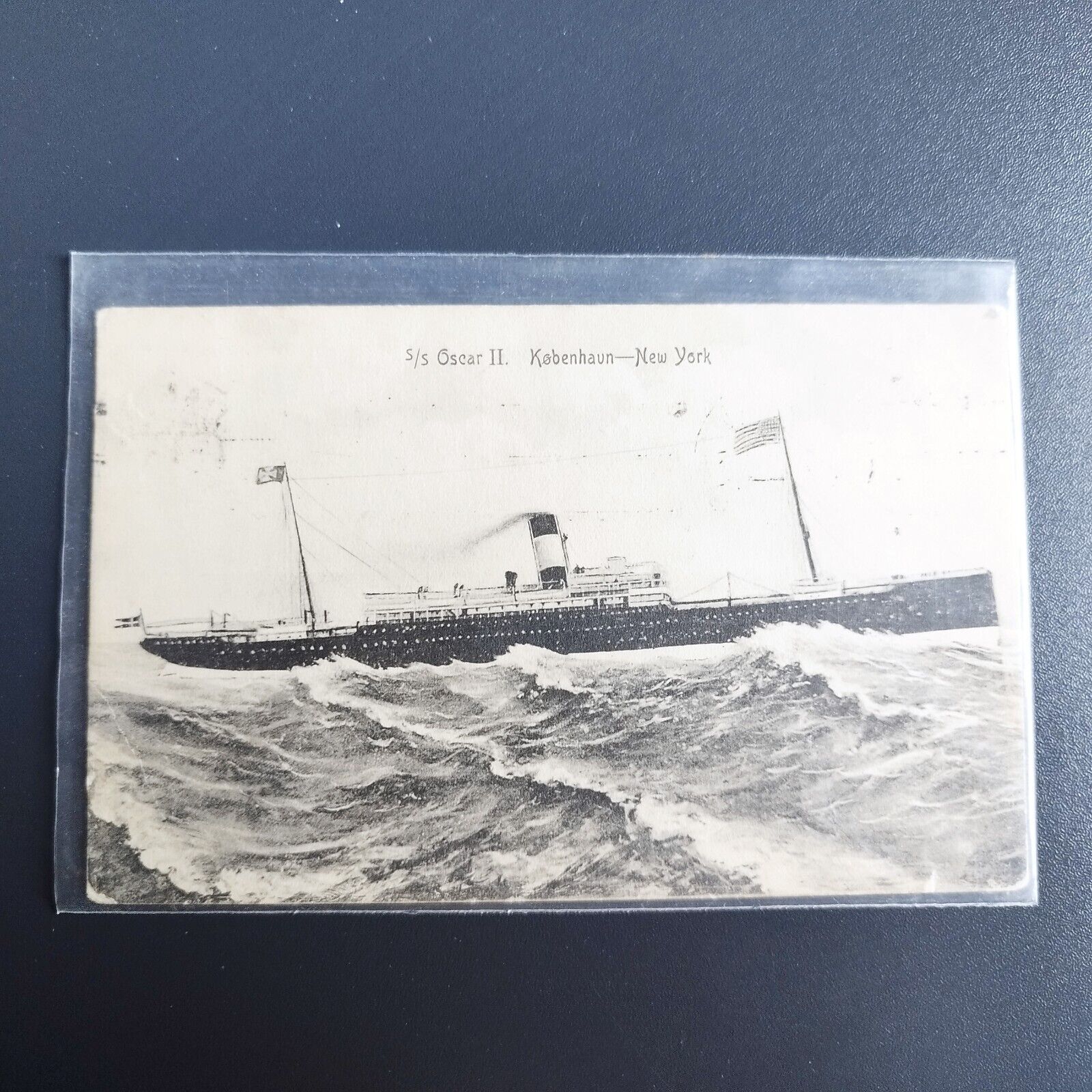 Denmark Postcard  S/S Oscar ll Passenger Liner Copenhagen-New York -1910