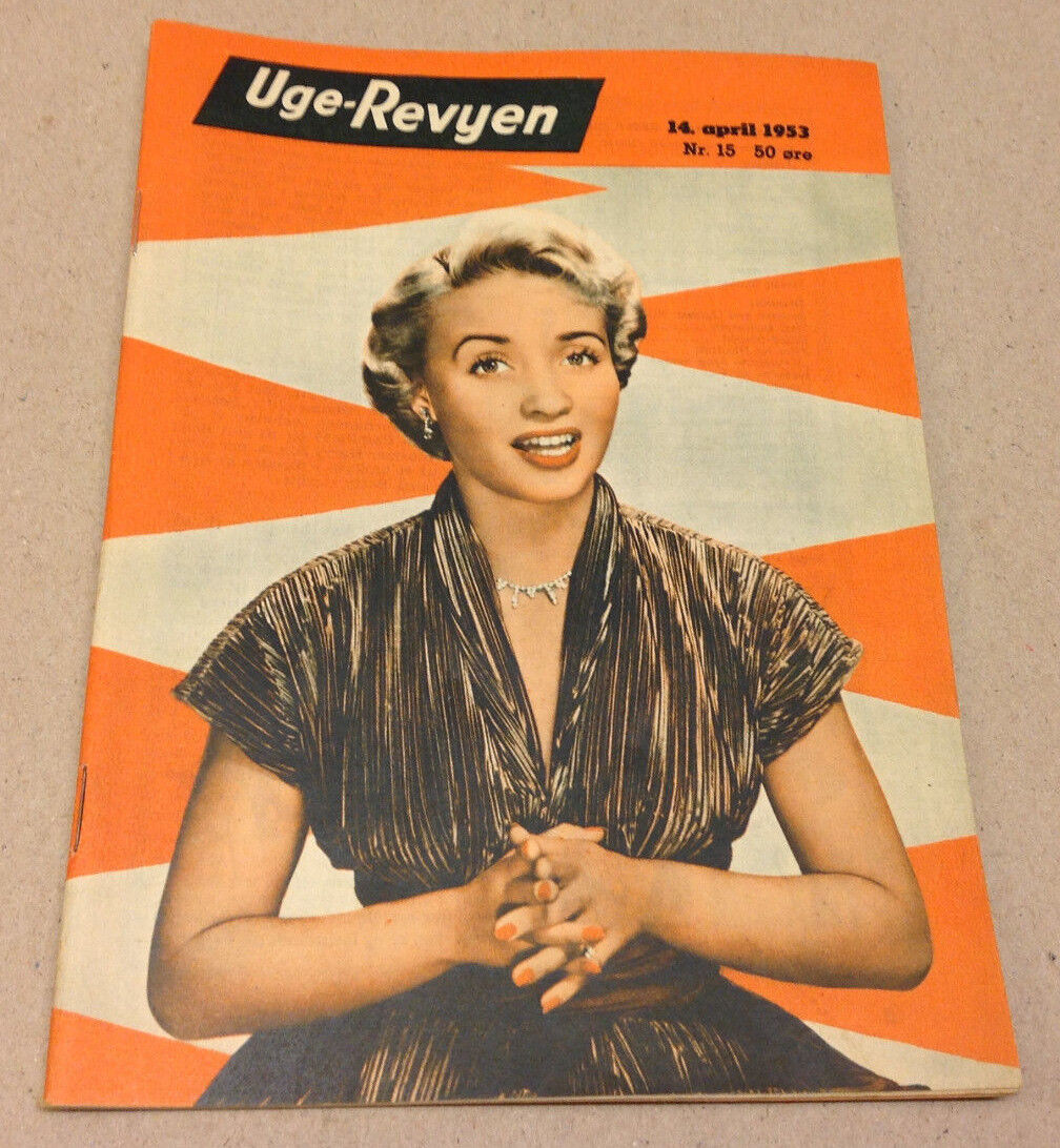 JANE POWELL FRONT COVER + PLAYTEX ADD ON THE BACK COVER VTG Danish Magazine 1953