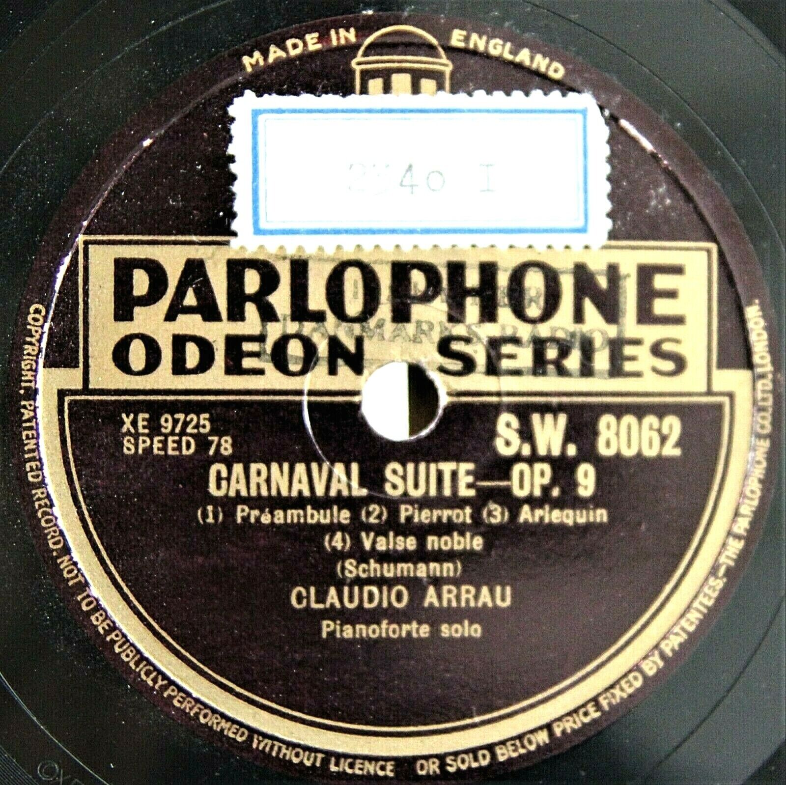 Arrau Schumann (Carnaval) Parl SW 8062-4 (3) NM(-)