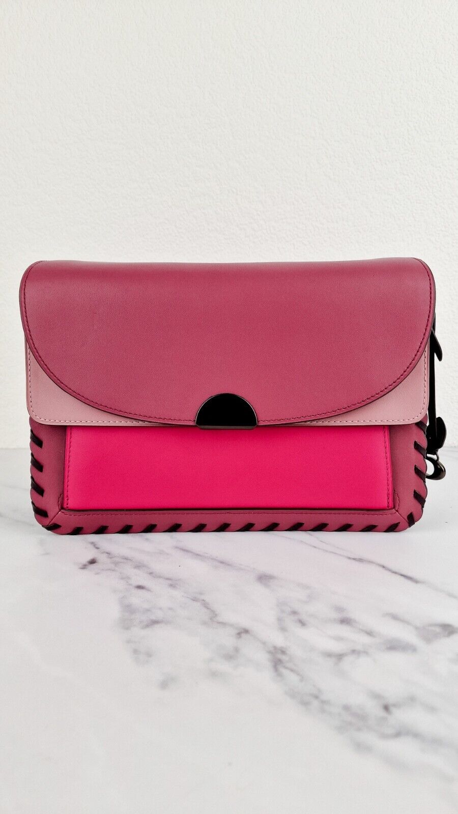 Coach Dreamer Shoulder Bag in True Pink Colorblock with Whipstitch Primrose - Co