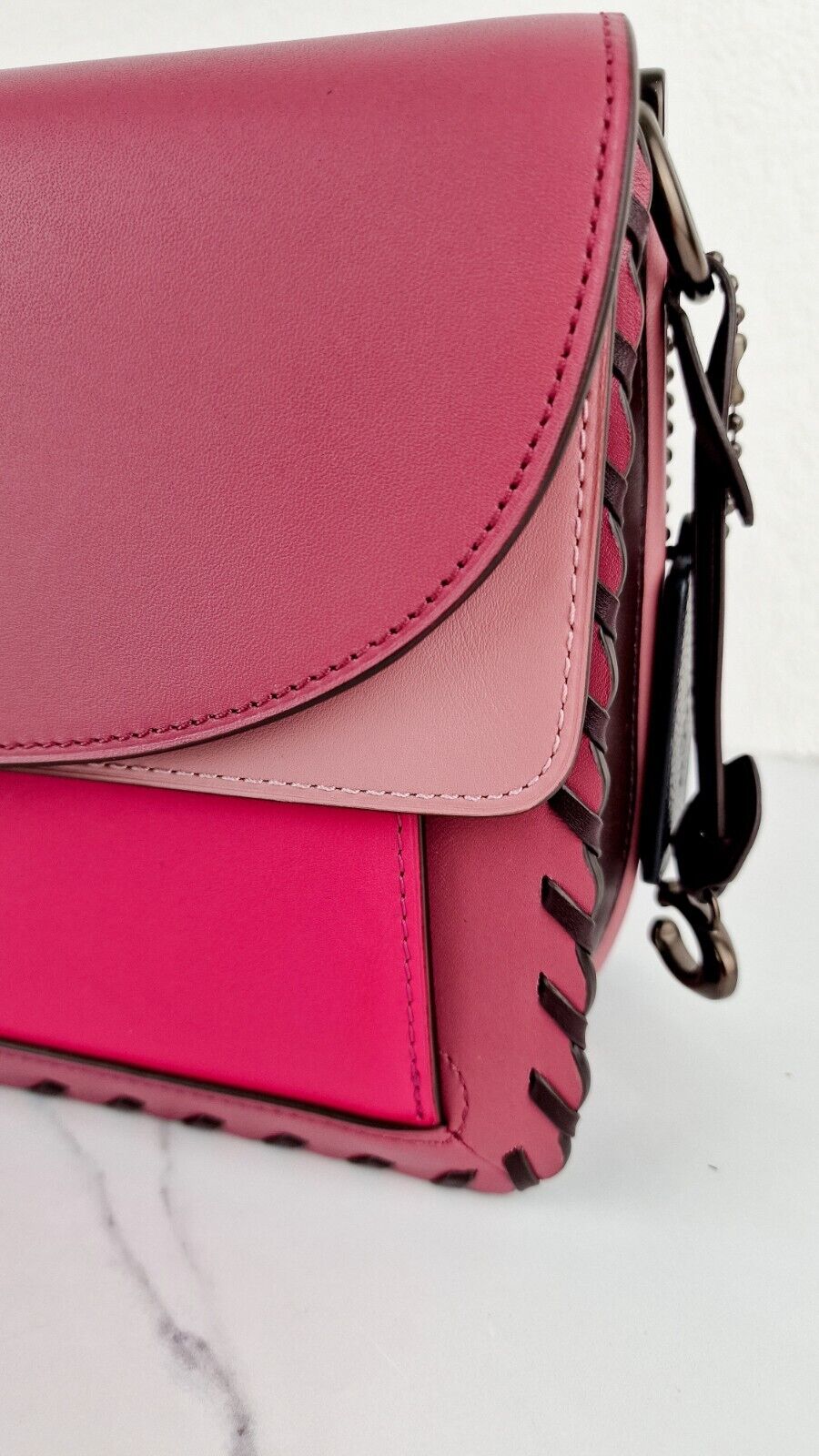 Coach Dreamer Shoulder Bag in True Pink Colorblock with Whipstitch Primrose - Co