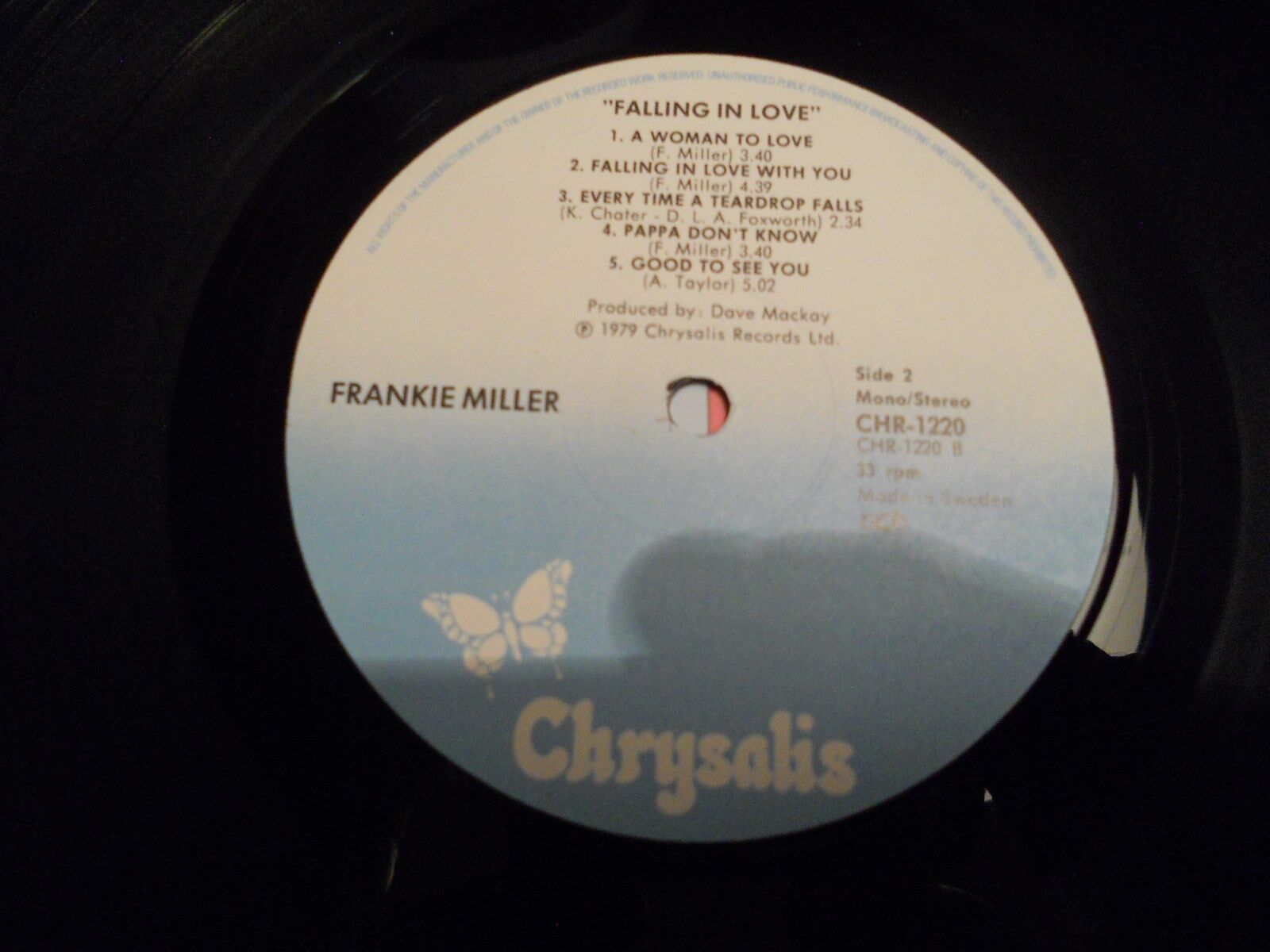 FRANKIE MILLER " FALLING IN LOVE" 1979 NCB SWEDISH PRESS NCB LP CHRYSALIS SCARCE