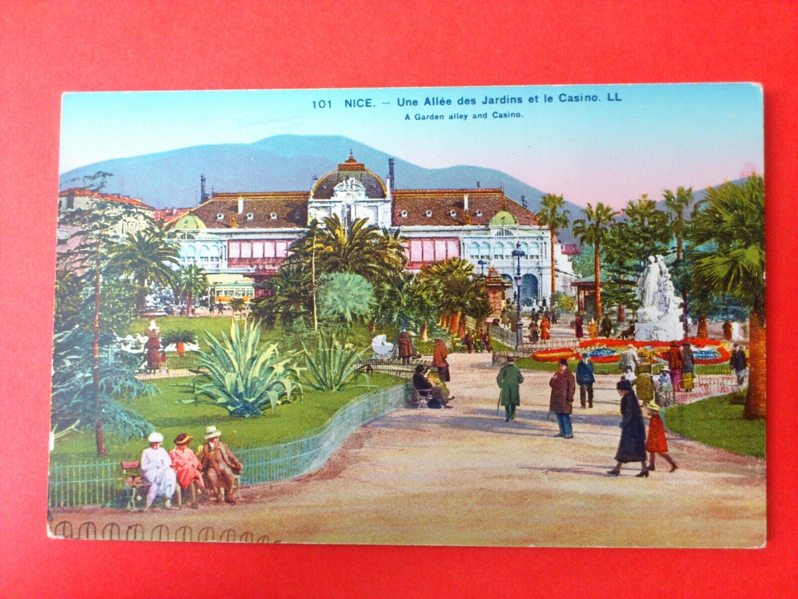 Antique Postcard FranceNice Une Allée des Jardins et le Casino c1930