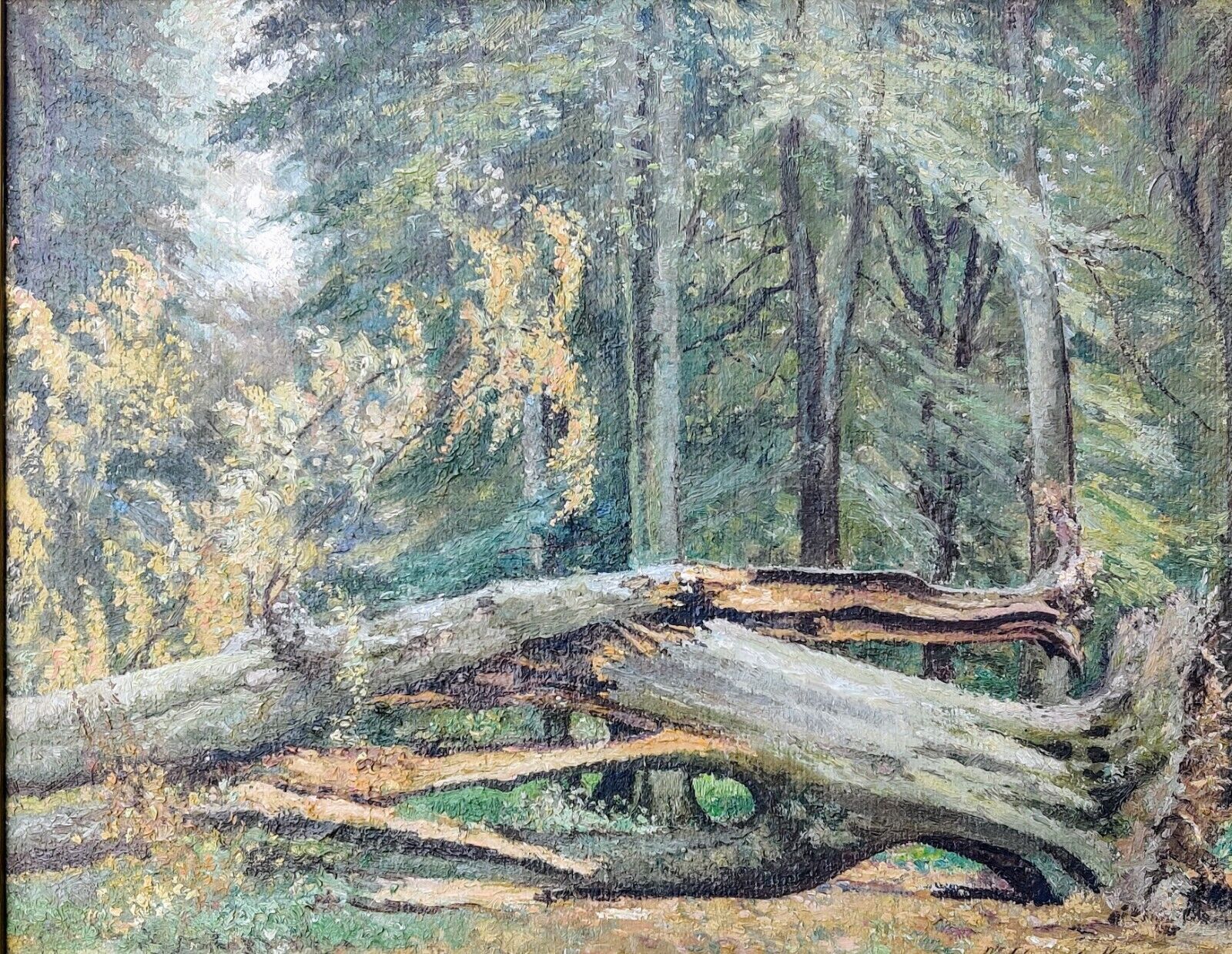 K Dorph Hansen (XIX-XX): FALLEN TREE original oil painting!