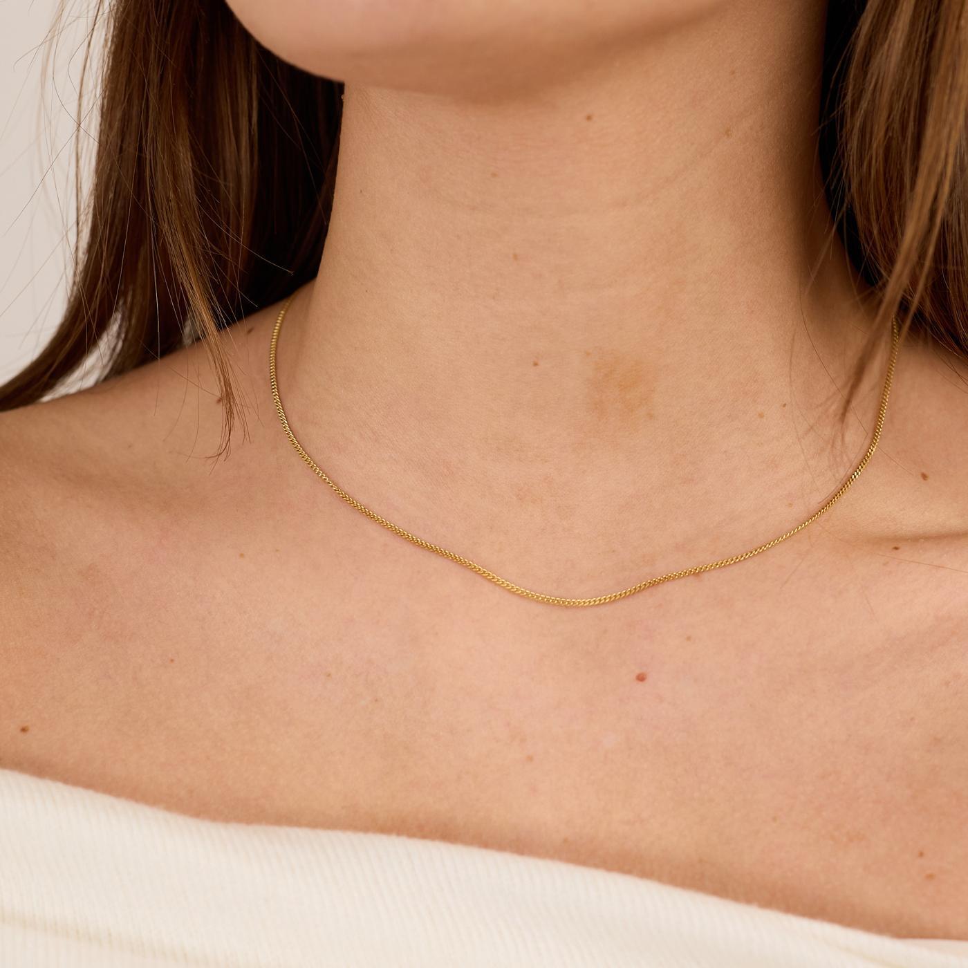 Curb Necklace in 8K Gold 1516 inches | Solid Gold | Quality Fine